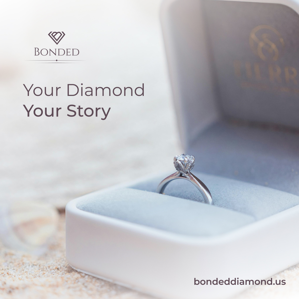 Bonded Diamond ring box square photo